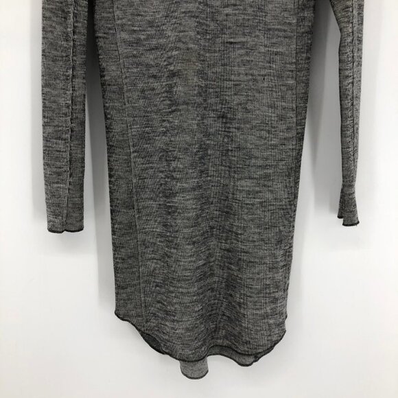 Aritzia Wilfred Heather Grey Ribbed Wool Longsleeve Round Neck Round Hem Dress M - Picture 5 of 16